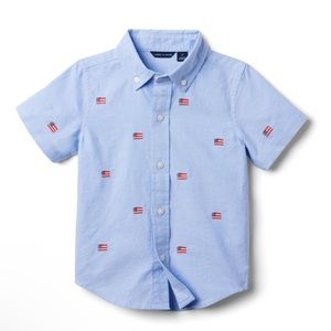 NWT embroidered American flag button up